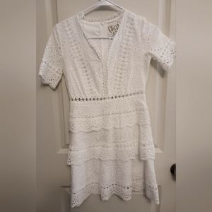 white mid length eyelet dress size xs